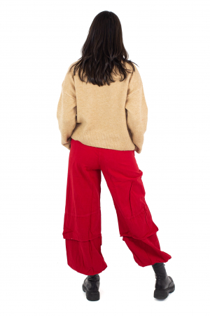 Pantaloni lejeri intr-o culoare - Rosu [3]