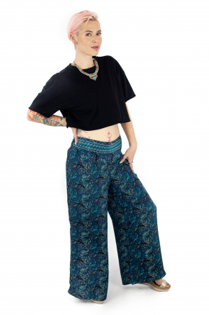 Pantaloni lungi cu print - MEPA0010 - Albastru [2]