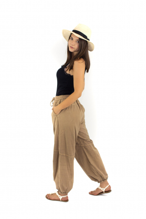 Pantaloni one color cu elastic pe picior - Negru [1]