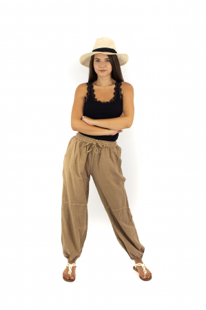 Pantaloni one color cu elastic pe picior - Negru [3]