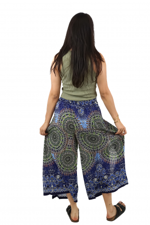 Pantaloni palazzo petrecuti cu print Mandala - Rosu [3]