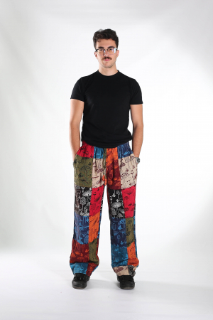 Pantaloni patch din bumbac cu imprimeu ciuperci - Model Surpriză [11]