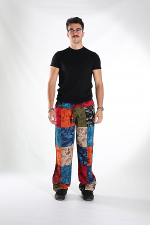 Pantaloni patch din bumbac cu imprimeu ciuperci - Model Surpriză [7]