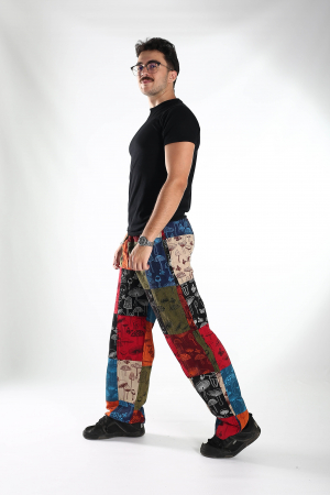 Pantaloni patch din bumbac cu imprimeu ciuperci - Model Surpriză [3]