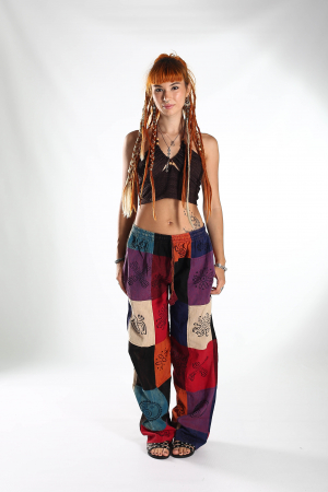 FEMEI - Pantaloni patch din bumbac cu imprimeu  - Model Surpriză