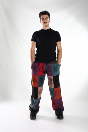 Pantaloni patch din bumbac cu imprimeu  - Model Surpriză [3]