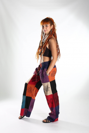 Pantaloni patch din bumbac cu imprimeu  - Model Surpriză [4]