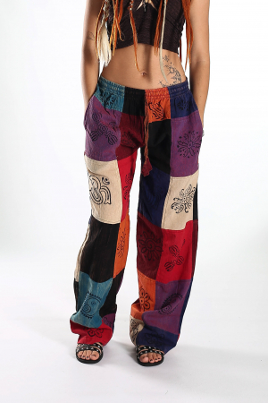 Pantaloni patch din bumbac cu imprimeu  - Model Surpriză [1]
