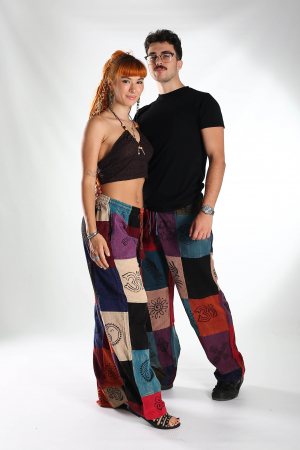 Pantaloni patch din bumbac cu imprimeu  - Model Surpriză [7]