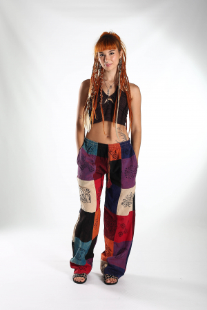 Pantaloni patch din bumbac cu imprimeu  - Model Surpriză [11]