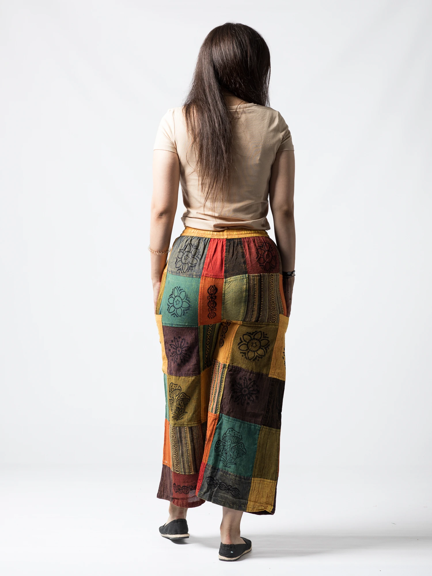 Pantaloni patch evazați cu șnur în talie - Model Surpriză [8]