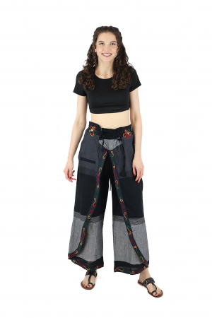 Pantaloni Sary cu broderie - Menta [1]