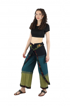 Pantaloni Sary cu broderie - Menta [2]