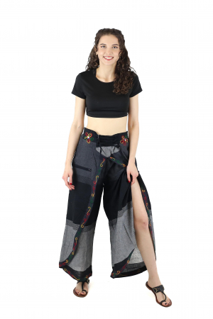 Pantaloni Sary cu broderie - Menta [3]