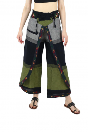 Pantaloni - Pantaloni Sary cu broderie - Menta
