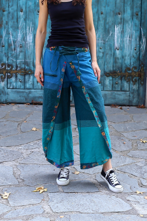 Pantaloni Sary cu broderie - Menta [4]