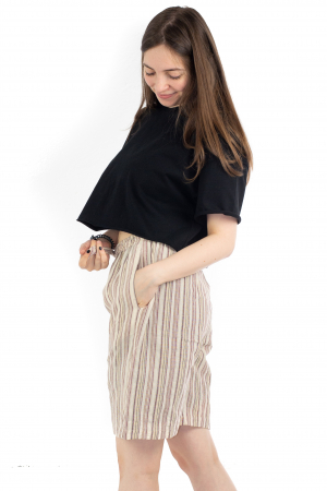 Pantaloni scurti in dungi - Crem [2]
