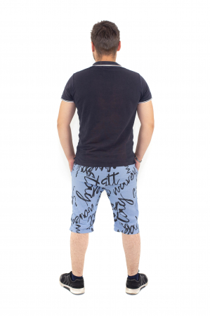 Pantaloni scurti de barbati cu print - Albastru - 21P06 [3]