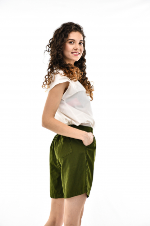 Pantaloni scurti din bumbac cu fermoar - Albastru [8]