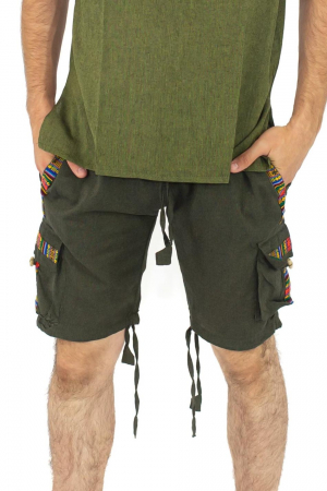 Pantaloni scurti din bumbac cu motive etno - Verde [4]