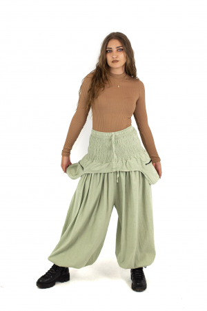 Pantaloni baggy cu buzunare supradimensionate - Sage [1]