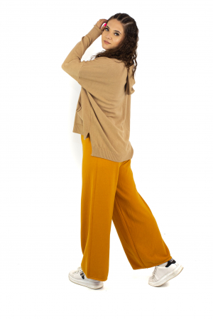 Pantaloni sport cu talie inalta - Mustar 22N25D [8]