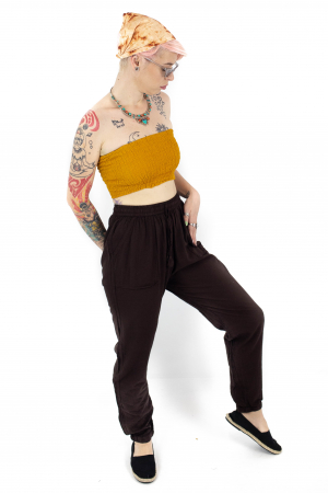 Pantaloni subtiri din bumbac - Maro [2]