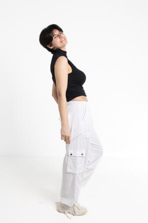 Pantaloni tip cargo din bumbac - Albastru [6]