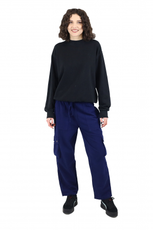Pantaloni tip cargo din bumbac - Albastru [5]