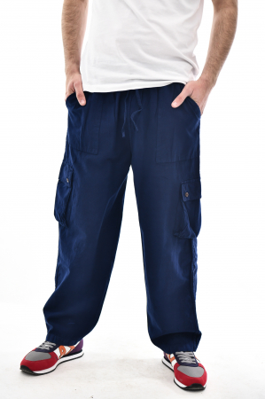 Pantaloni tip cargo din bumbac - Albastru [1]