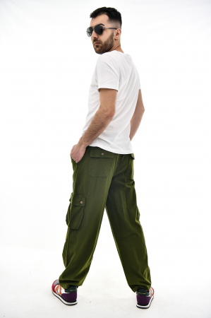 Pantaloni tip cargo din bumbac - Albastru [8]