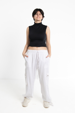 Pantaloni tip cargo din bumbac - Albastru [3]