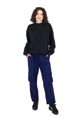 Pantaloni tip cargo din bumbac - Albastru [8]