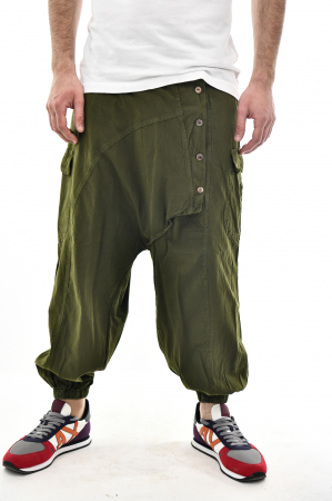 Pantaloni tip salvar cu nasturi - Verde [0]