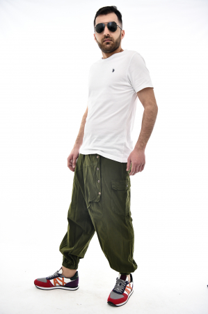 Pantaloni tip salvar cu nasturi - Verde [2]