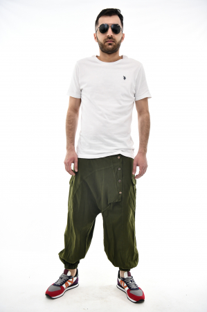Pantaloni tip salvar cu nasturi - Verde [1]