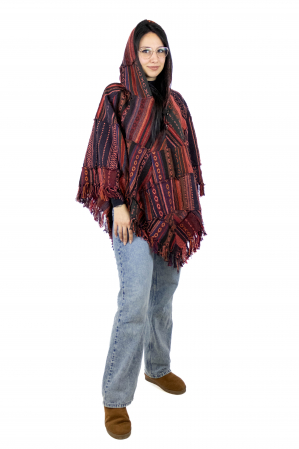 Poncho cu motive gheri si gluga - Verde [6]