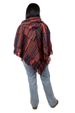 Poncho cu motive gheri si gluga - Verde [7]