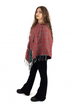 Poncho scurt, model Aztec 1 - Roșu [3]