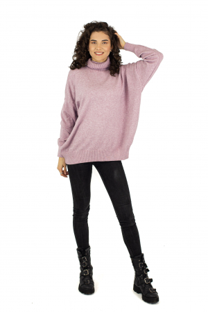 Pulover cu guler tip helanca - Crem 22N29D [1]