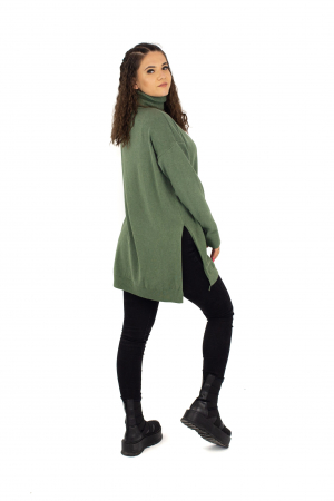 Pulover lung tip helanca cu crapaturi laterale - Sage 22N93XD [3]