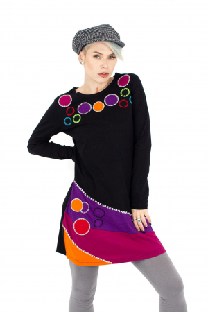 Rochie circle medie din bumbac cu maneca lunga [0]