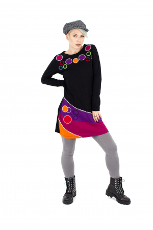 Rochie circle medie din bumbac cu maneca lunga [1]