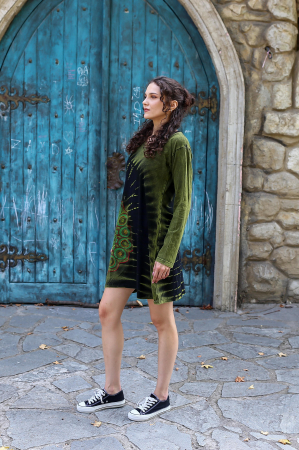 Rochie lunga din bumbac cu print mandala - Rosu [2]