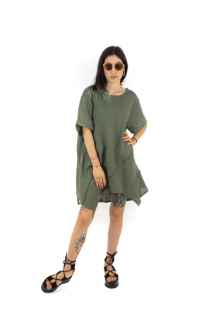 Rochie din In in colturi - Crem - 21121 [0]