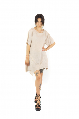 Rochie din In in colturi - Crem - 21121 [2]