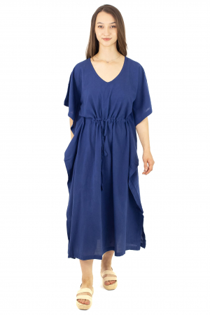 Rochie Kaftan lunga intr-o culoare - Albastru Prafuit [19]