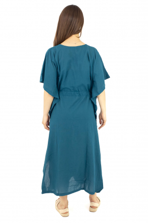 Rochie Kaftan lunga intr-o culoare - Albastru Prafuit [10]