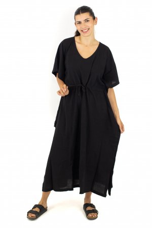Rochie Kaftan lunga intr-o culoare - Albastru Prafuit [20]