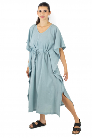 Rochie Kaftan lunga intr-o culoare - Albastru Prafuit [14]
